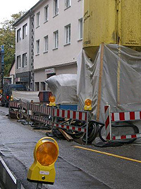 Stollenbau - Kölner Stollen im Stahlverzug: Weidenstraße, kleine BE für Stollenbau im Stahlverzug